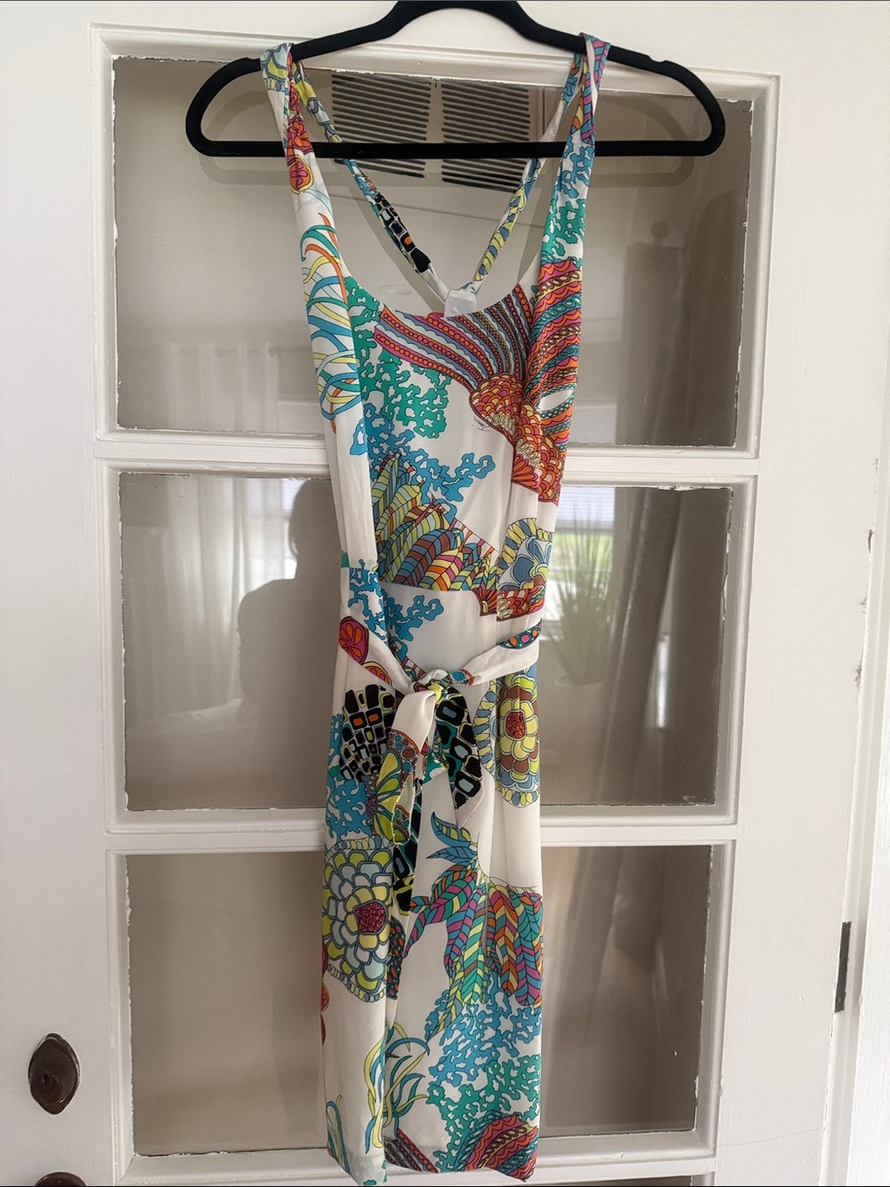 Trina Turk White Multicolor Floral-Print Midi Dress